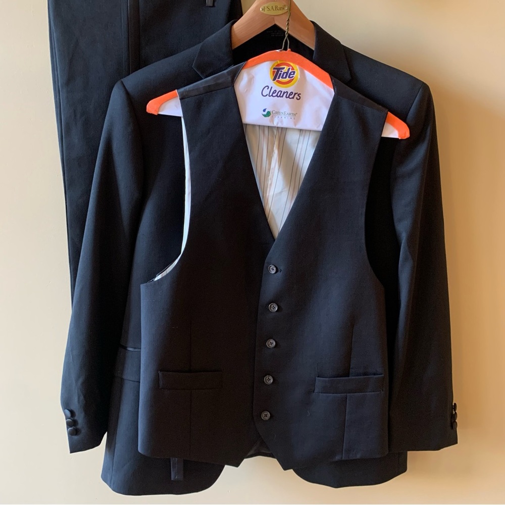 Jones New York Tuxedo Suit Mens Dinner Black Double Breast Wool Sz S39 32.5W